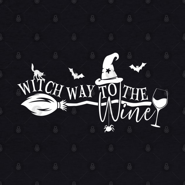 Witch Way To The Wine Funny Halloween Witch Wine Drinker by WildFoxFarmCo